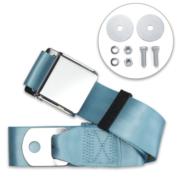 RetroBelt Powder Blue Aviation Lap Belt 75" With Hardware