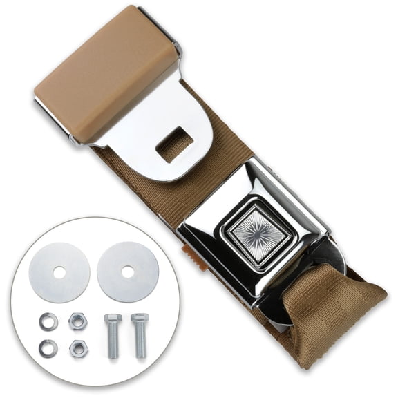 RetroBelt Tan Push Button Lap Belt 75" With Hardware