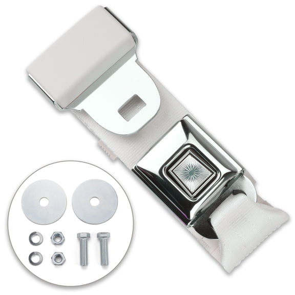 RetroBelt White Push Button Lap Belt 60" With Hardware