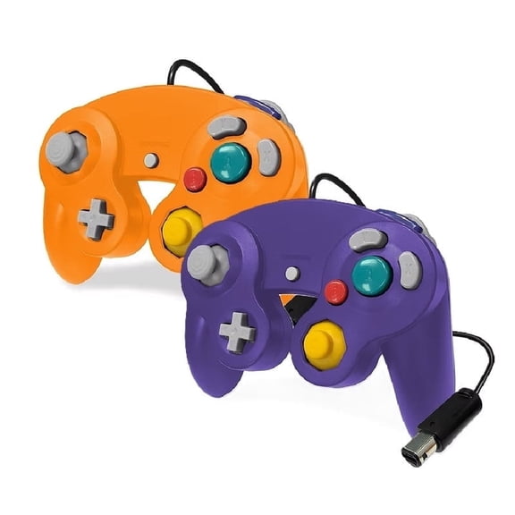 RetroFam 2 Pack Gamecube Controller for Gamecube Gaming Console, Indigo & Orange
