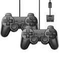 thumbnail image 1 of RetroFam 2 Pack Wired Controller Compatible for PlayStation 2 PS2 Game Console, Black, 1 of 5