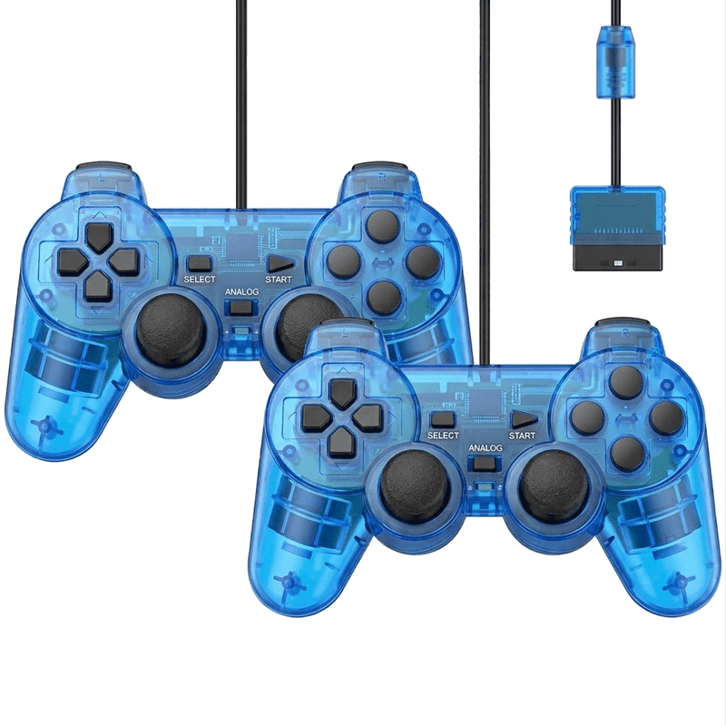 RetroFam 2 Pack Wired Controller Compatible for PlayStation 2 PS2