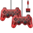 thumbnail image 1 of RetroFam 2 Pack Wired Controller Compatible for PlayStation 2 PS2 Game Console, Transparent Red, 1 of 3