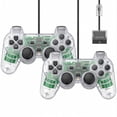 thumbnail image 1 of RetroFam 2 Pack Wired Controller Compatible for PlayStation 2 PS2 Game Console, Transparent, 1 of 3