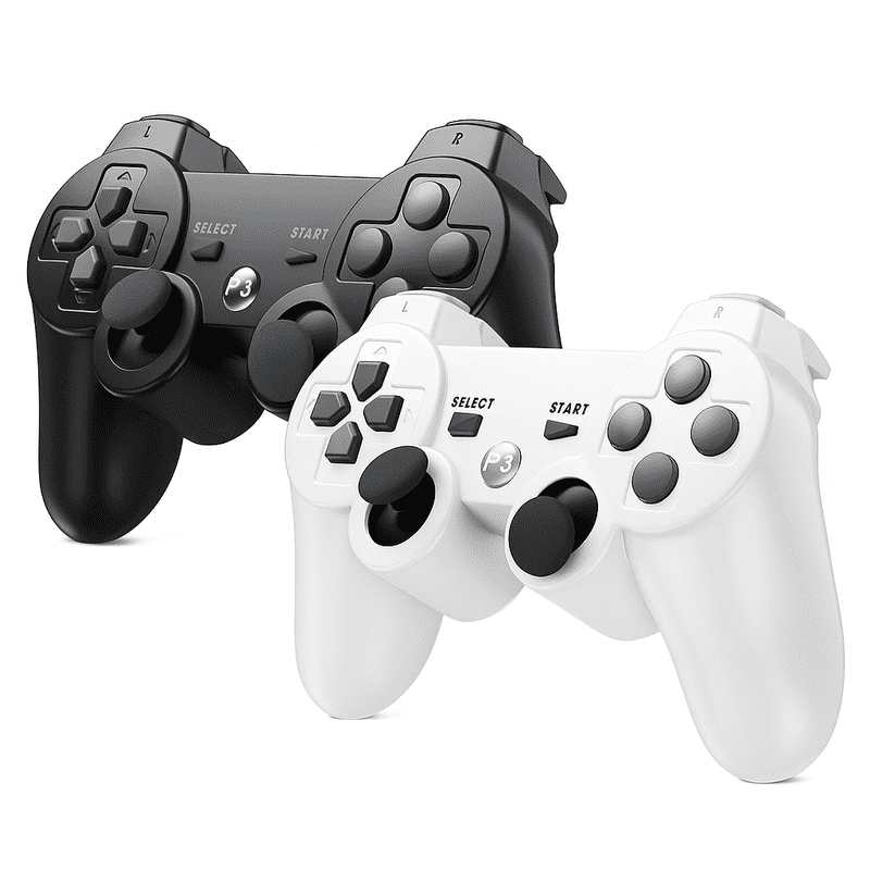 RetroFam 2 Pack PS3 Wireless Controller, Bluetooth Black