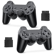 RetroFam 2Pack PS2 Controller Wireless for Playstation 2 Game Console, Black