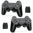 thumbnail image 1 of RetroFam 2Pack PS2 Controller Wireless for Playstation 2 Game Console, Black, 1 of 5