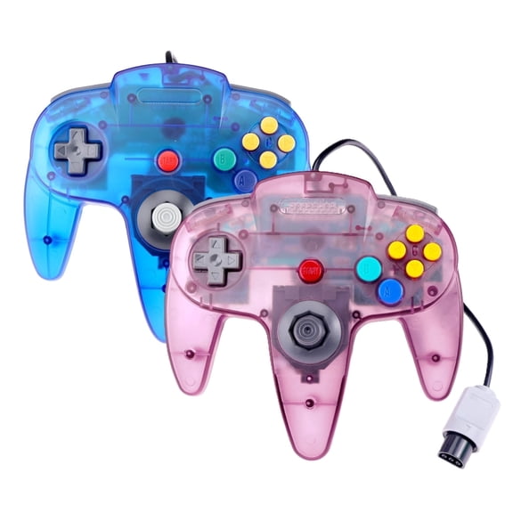 RetroFam Nintendo 64 N64 Controller Video Game Console Joystick, Transparent Blue & Purple