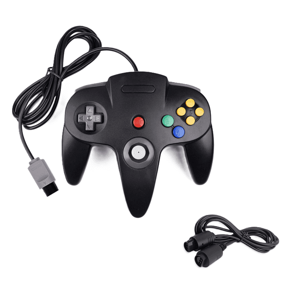 RetroFam Wired Game Controller for Nintendo 64 N64 Game Console with 6ft Extension Cable, Black