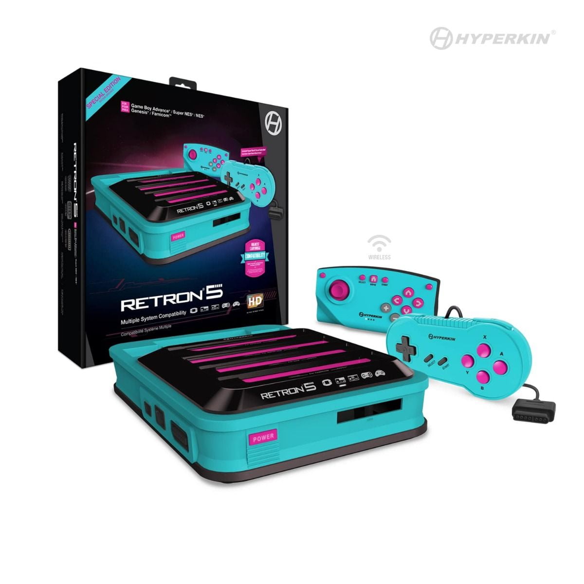 RetroN 5: HD Gaming Console For GBA/ GBC/ GB/ Super NES/ NES/ Super Famicom/ Famicom/ Genesis/ Mega Drive/ Master System (Hyper Beach) - Hyperkin