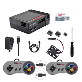 RetroPie Kit for Raspberry Pi 3B/3B+ with SNES Controllers, Retro-Style Case, and Accessories