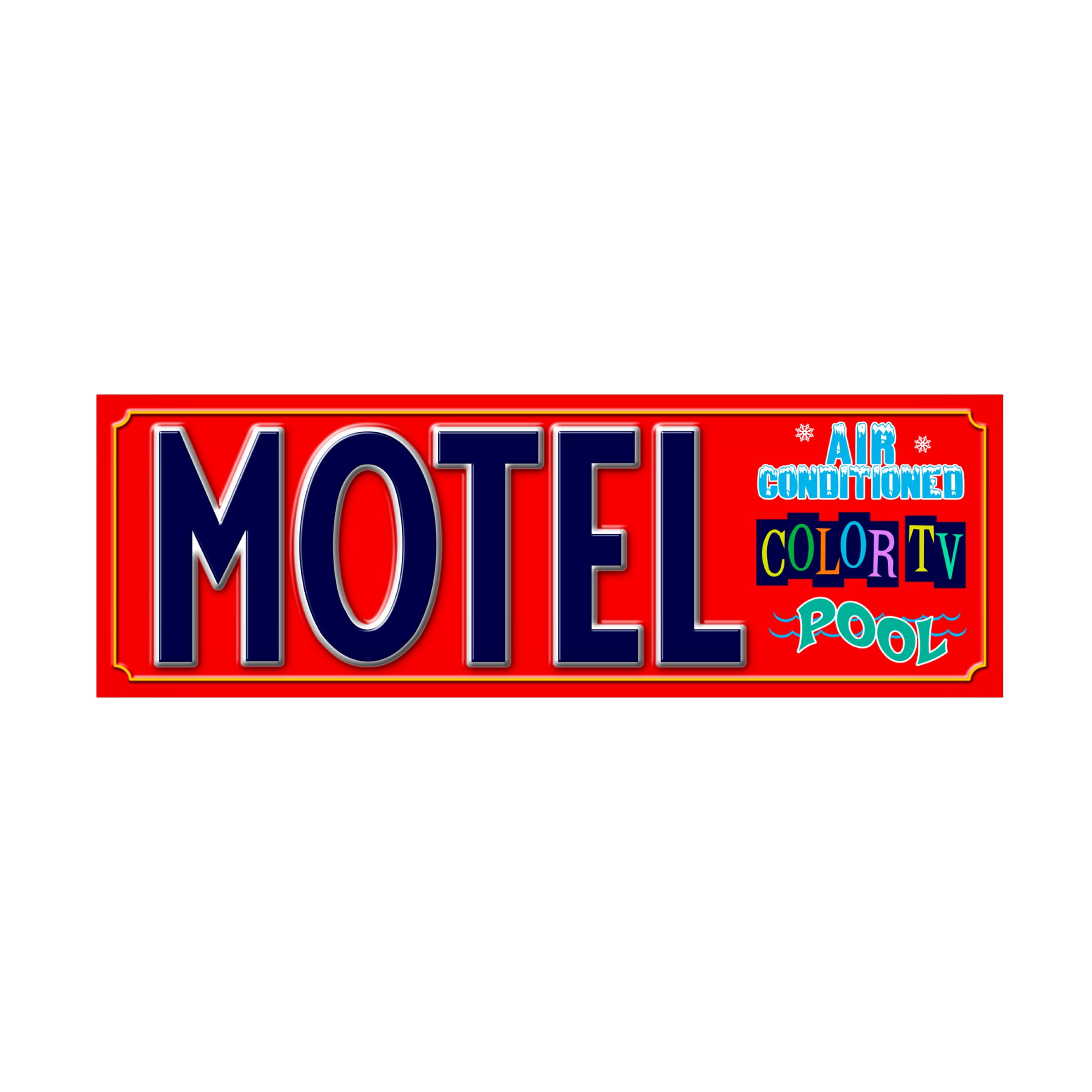 Retro Motel Sign Canvas Art in Red and Blue, 10" x 32"