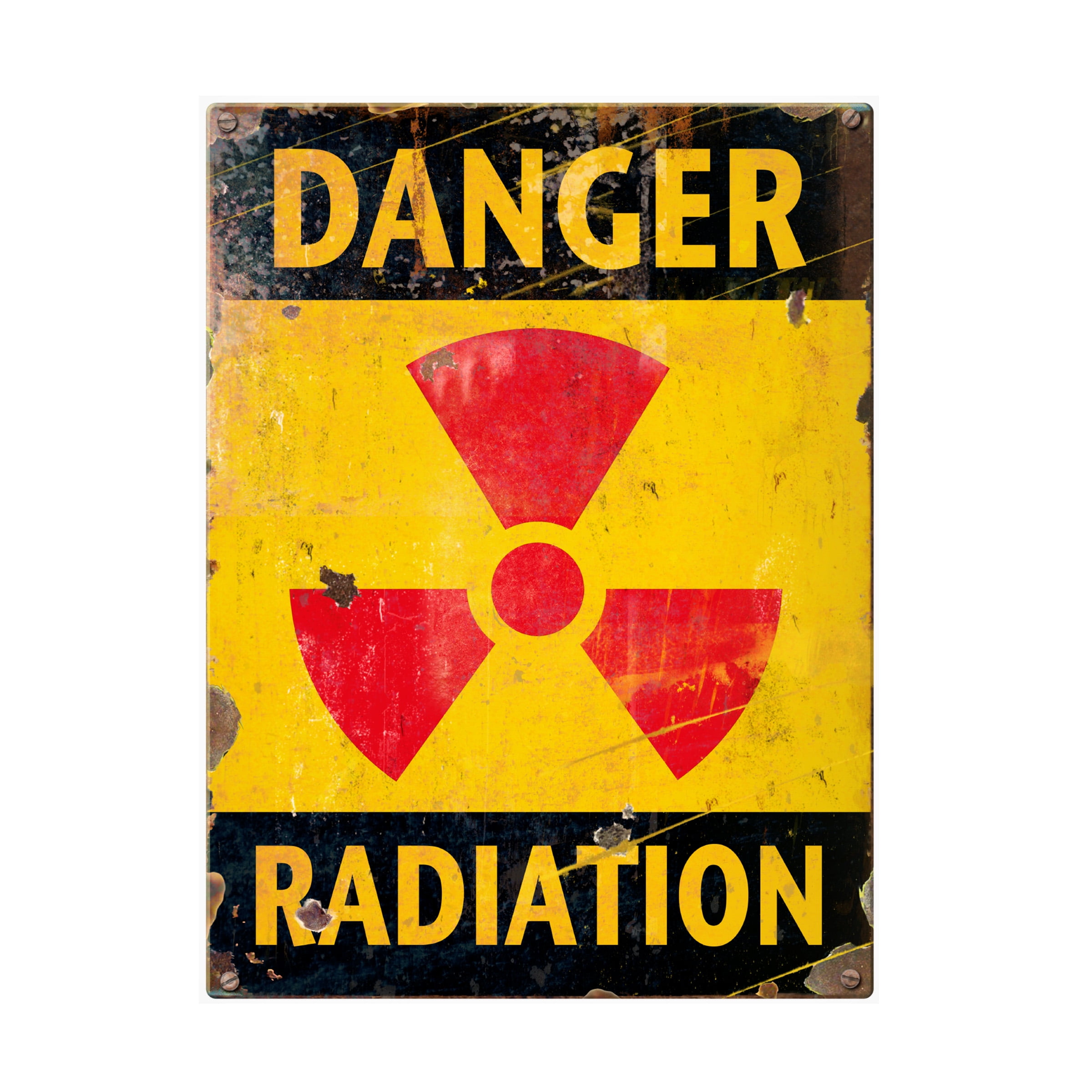 Retro Radiation Warning Sign Canvas Art in Yellow and Red