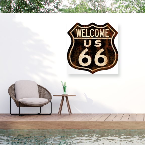 RetroPlanet 'Route 66 Distressed Welcome' Outdoor All-Weather Wall Decor