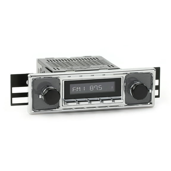 RetroRadio Compatible with 1955-63 Mercedes-Benz 180 with Pinstripe/Chrome Faceplate Features Include Bluetooth, HD, SiriusXM Ready, AM/FM LC-M4-308-509-40-80M30