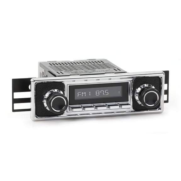 RetroRadio Compatible with 1955-66 Mercedes-Benz 220 with Black Pebbled/Chrome Faceplate Features Include Bluetooth, HD, SiriusXM Ready, AM/FM LC-M4-308-409-39-78M27