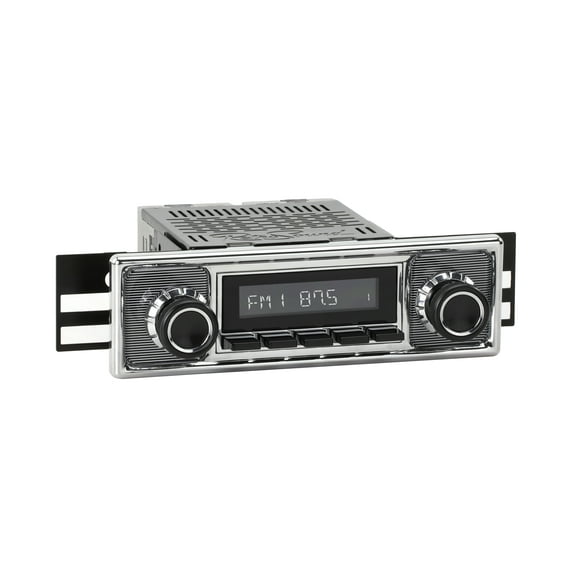 RetroRadio Compatible with 1955-66 Mercedes-Benz 220 with Pinstripe/Chrome Faceplate Features Include Bluetooth, HD, SiriusXM Ready, AM/FM LCB-M4-308-509-39-78M26
