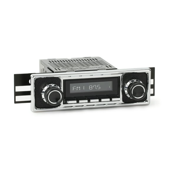 RetroRadio Compatible with 1963-69 Mercedes-Benz 230 Series with Black Pebbled/Chrome Faceplate Features Include Bluetooth, HD, SiriusXM Ready, AM/FM LBC-M4-308-409-39-78M20