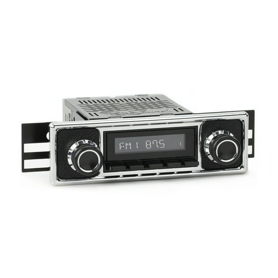RetroRadio Compatible with 1963-69 Mercedes-Benz 230 Series with Black Pebbled/Chrome Faceplate Features Include Bluetooth, USB, AM/FM HB-M2-308-409-39-78M20