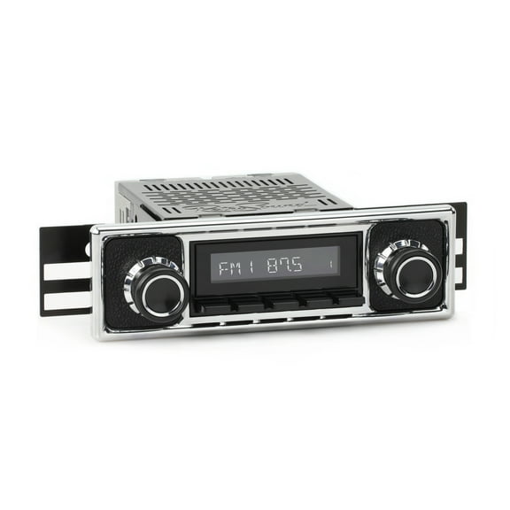 RetroRadio Compatible with 1964-72 Mercedes-Benz 600 with Black Pebbled/Chrome Faceplate Features Include Bluetooth, AUX, AM/FM LAB-M1-308-409-39-78M17