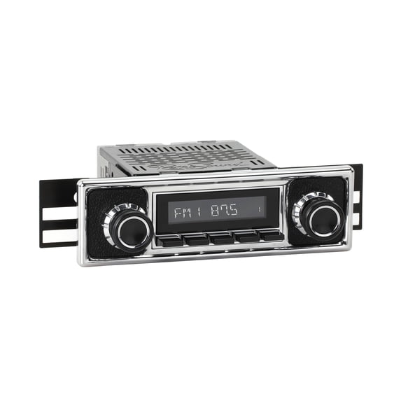 RetroRadio Compatible with 1966-68 Mercedes-Benz 200 with Black Pebbled/Chrome Faceplate Features Include Bluetooth, AUX, AM/FM LACB-M1-308-409-39-78M3