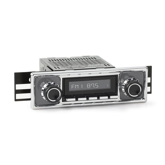 RetroRadio Compatible with 1955-66 Mercedes-Benz 220 with Pinstripe/Chrome Faceplate Features Include Bluetooth, USB, AM/FM HBC-M2-308-509-39-78M26