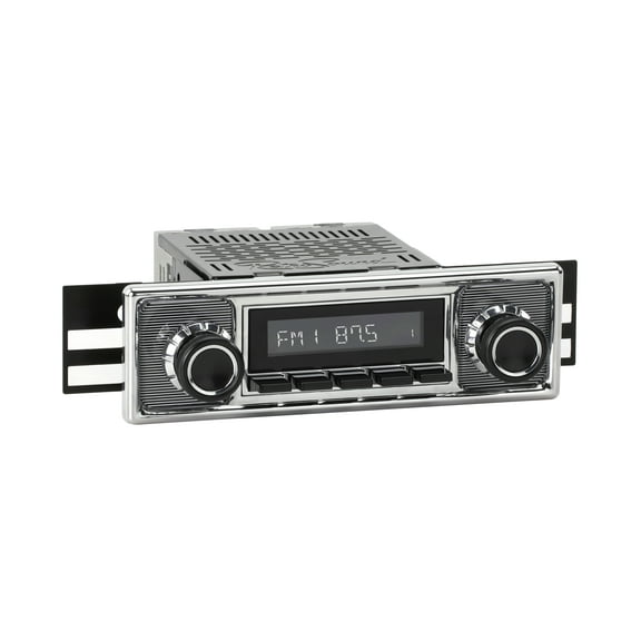RetroRadio Compatible with 1956-59 Mercedes-Benz 219 with Pinstripe/Chrome Faceplate Features Include Bluetooth, AUX, AM/FM LACB-M1-308-509-39-78M24