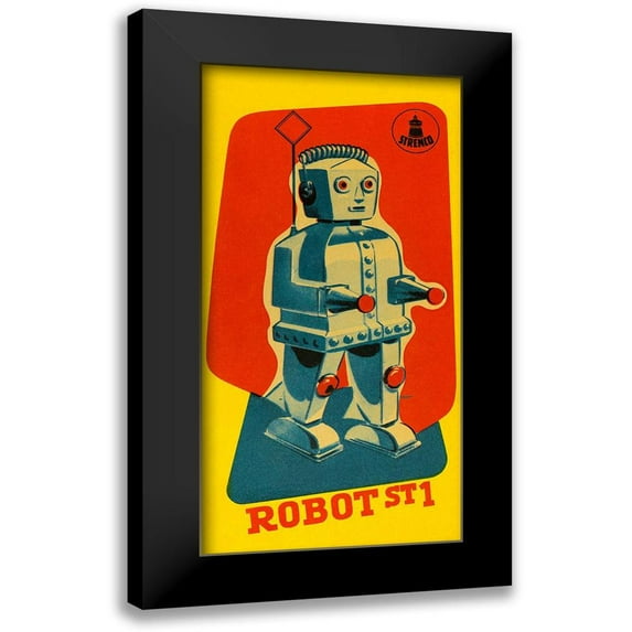 Retrobot 11x18 Black Modern Framed Museum Art Print Titled - Robot ST1