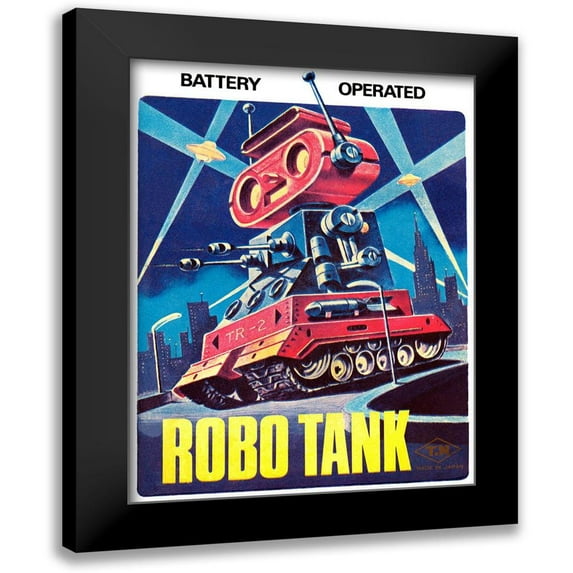 Retrobot 12x14 Black Modern Framed Museum Art Print Titled - Robo Tank