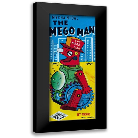 Retrobot 12x24 Black Modern Framed Museum Art Print Titled - The Megoman