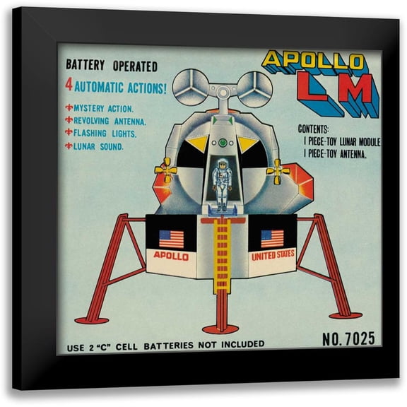 Retrobot 13x12 Black Modern Framed Museum Art Print Titled - Apollo L-M (Lunar Module)