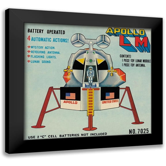 Retrobot 13x12 Black Modern Framed Museum Art Print Titled - Apollo L-M (Lunar Module)