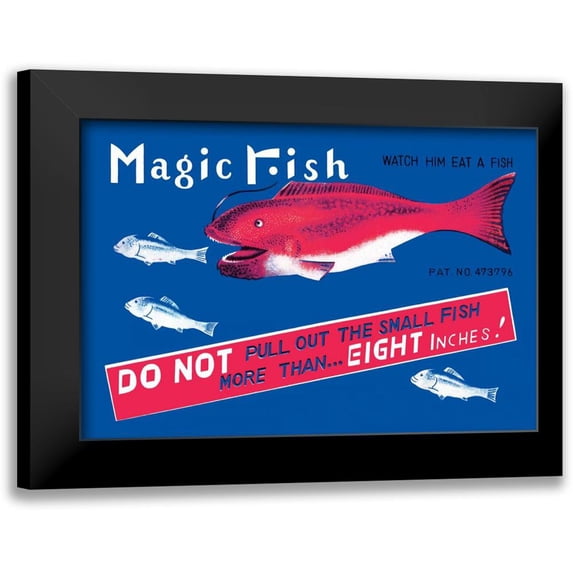 Retrobot 14x11 Black Modern Framed Museum Art Print Titled - Magic Fish