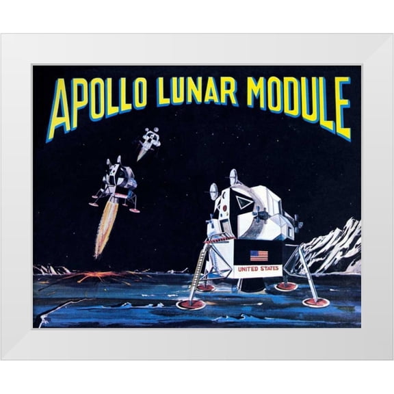 Retrobot 14x12 White Modern Wood Framed Museum Art Print Titled - Apollo Lunar Module