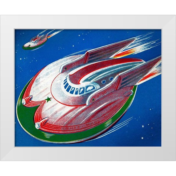 Retrobot 14x12 White Modern Wood Framed Museum Art Print Titled - UFO