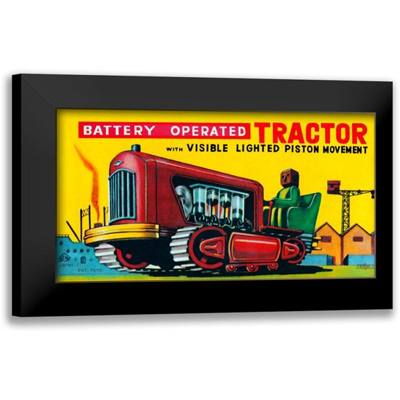 Retrobot 14x9 Black Modern Framed Museum Art Print Titled - Battery Operated Tractor