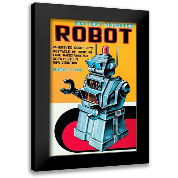 Retrobot 17x24 Black Modern Framed Museum Art Print Titled - Battery Operated Robot