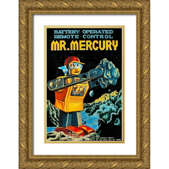 Retrobot 17x24 Gold Ornate Wood Framed with Double Matting Museum Art Print Titled - Battery Operated Remote Control Mr. Mercury
