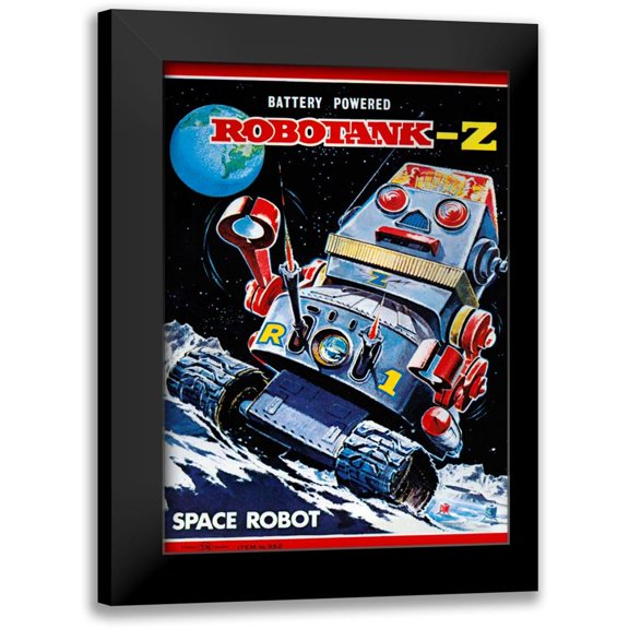 Retrobot 18x24 Black Modern Framed Museum Art Print Titled - Robotank-Z Space Robot