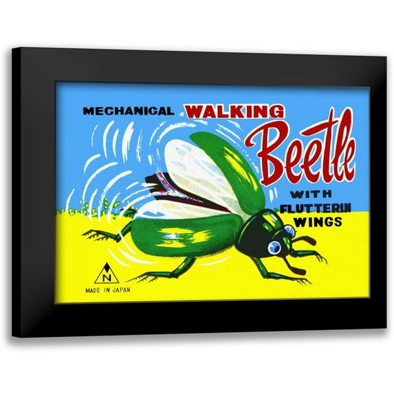 Retrobot 24x18 Black Modern Framed Museum Art Print Titled - Mechanical Walking Beetle