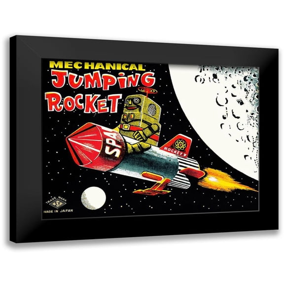 Retrobot 24x19 Black Modern Framed Museum Art Print Titled - Mechanical Jumping Rocket