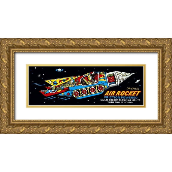 Retrobot 32x14 Gold Ornate Wood Framed with Double Matting Museum Art Print Titled - Oriental Air Rocket