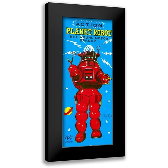 Retrobot 8x14 Black Modern Framed Museum Art Print Titled - Action Planet Robot