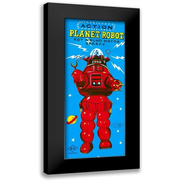 Retrobot 8x14 Black Modern Framed Museum Art Print Titled - Action Planet Robot