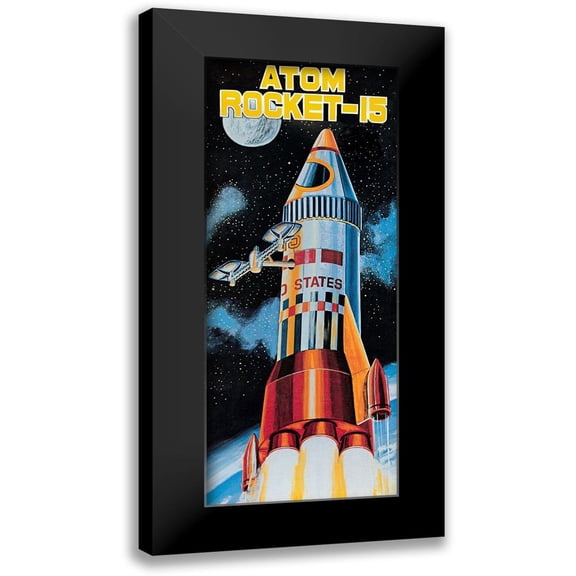 Retrobot 8x14 Black Modern Framed Museum Art Print Titled - Atom Rocket-15