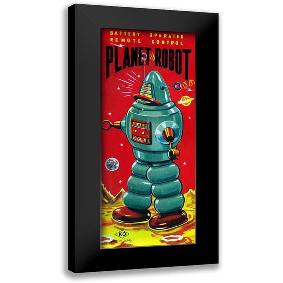Retrobot 8x14 Black Modern Framed Museum Art Print Titled - Planet Robot