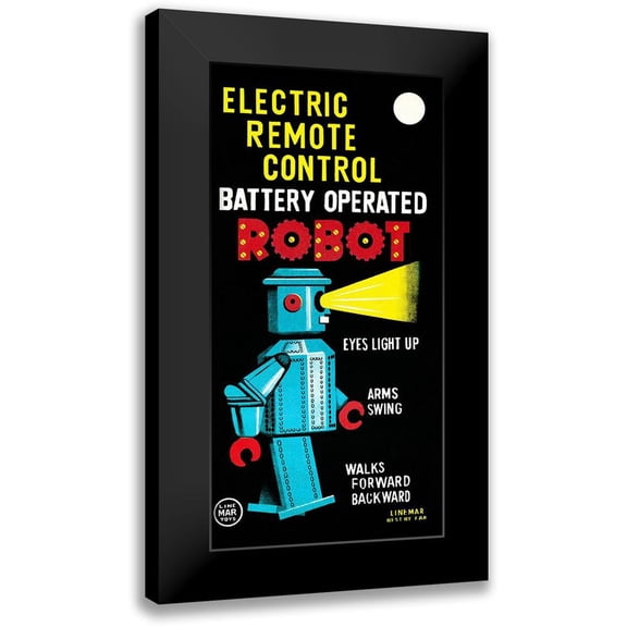 Retrobot 9x14 Black Modern Framed Museum Art Print Titled - Electric Remote Control Battery Operated Robot