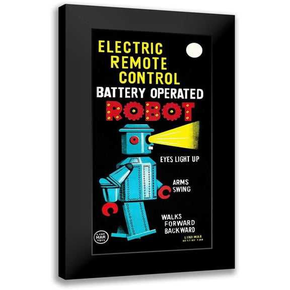 Retrobot 9x14 Black Modern Framed Museum Art Print Titled - Electric Remote Control Battery Operated Robot