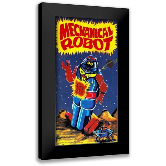 Retrobot 9x14 Black Modern Framed Museum Art Print Titled - Mechanical Robot