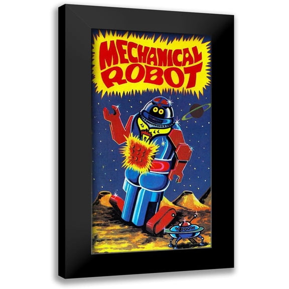 Retrobot 9x14 Black Modern Framed Museum Art Print Titled - Mechanical Robot